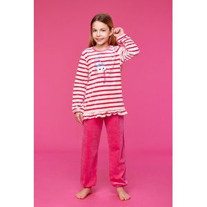 Woody pyjama meisjes - kalkoen - fuchsia - 232-10-PDL-V/927 - maat 128