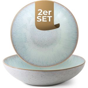 Palmer Bord diep Light Blue Sea 22 cm Blauw Wit Stoneware 2 stuk(s)