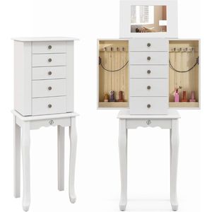 Equivera Sieradenkast met Spiegel - Spiegel - Sieradenhouder - Spiegelkast - Sieradenkast - Sieradenkastje - Spiegel met Opbergruimte - Sieraden Organizer - Wandspiegel Kast