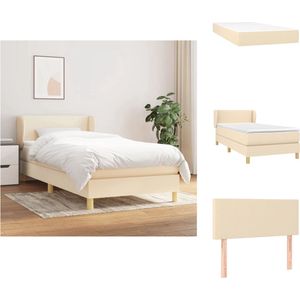 vidaXL Boxspringbed - Premium - 80 x 200 cm - Crème - Duurzaam - Hoofdbord verstelbaar - Pocketvering matras - Middelharde ondersteuning - Huidvriendelijk topmatras - Montagehandleiding inbegrepen - Bed