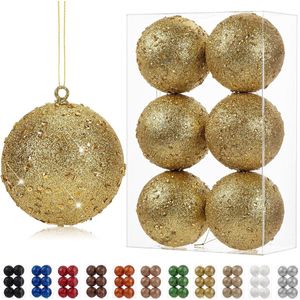 Kerstversiering 10cm Large Christmas Baubles Ornaments 6 Pieces Shatterproof Gold Glitter Xmas Tree Ornaments Halloween Holiday Wedding Party