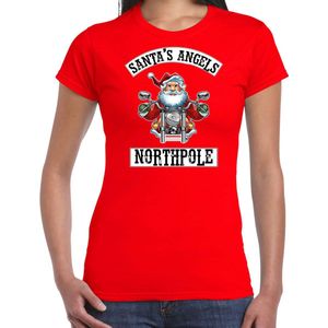Fout Kerstshirt / Kerst t-shirt Santas angels Northpole rood voor dames - Kerstkleding / Christmas outfit S
