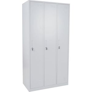 Locker Boston T829, lockerkast Lockerkast, metaal 3 vakken ~ grijs