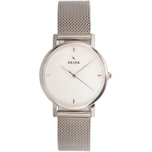 KRAEK Lexi Zilver Wit 32 mm | Dames Horloge | Zilver mesh horlogebandje | Minimaal Design | Véjile collectie