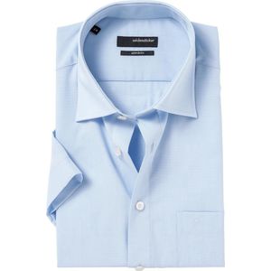 Seidensticker regular fit overhemd - korte mouw - lichtblauw fil a fil - Strijkvrij - Boordmaat: 39