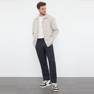 Trendyol Antraciet Taps Toelopende Elastische Taille Gestrikte Linnen Look Broek Tmnss20Pl0547