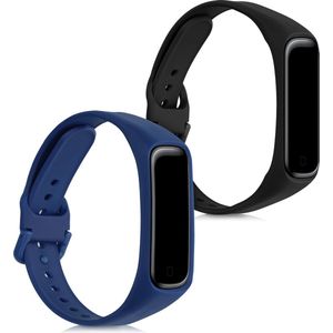 kwmobile 2x Horlogebandjes Samsung Galaxy Fit 2 - Zwart/Donkerblauw