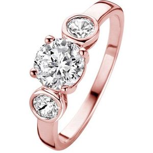 New Bling 9NB-0186-50 - Zilveren ring - zirkonia 4 en 7 mm - maat 50 - rosékleurig