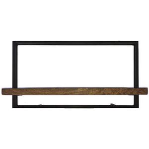 Wandrek  - hout - metalen frame  - 140 cm breed  -  H35cm