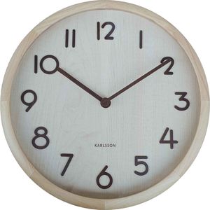 Karlsson - Wandklok Pure Bold - Licht hout- Ø30cm