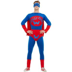 Smiffy's - Wallyman De Ware Superheld Kostuum - Blauw, Rood - Large - Carnavalskleding - Verkleedkleding