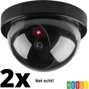 Dummy Camera - 2 STUKS - Beveiliging buiten en binnen - Beveiligingscamera - Met LED indicator - Nep camera - Dummy Bewakingscamera 35W - Rond - van Heble®