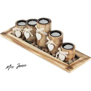 Mrs. Jones Premium Collection Waxinelichthouders - Schaal - Steentjes - 39.5 cm - Bruin