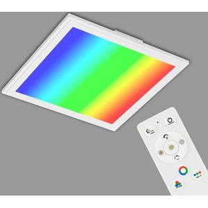 Ultraplat RGB CCT LED-paneel plafondlamp vierkant - wit - kleurtemperatuurregeling - 3.000-6.500 Kelvin - dimbaar - 1800 lumen - kunststof