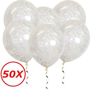 Witte Confetti Ballonnen Verjaardag Versiering Helium Ballonnen Feest Versiering Wit Papieren Confetti Decoratie - 50 St