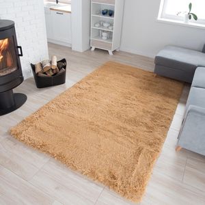 Tapiso Silk Vloerkleed Creme Beige Hoogpolig Woonkamer Tapijt Maat- 160x230