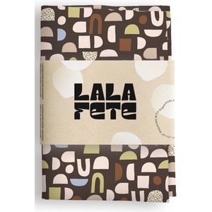 La La Fete - Furoshiki doeken - doorgeef inpakpapier - inpakstof - ARCHED CONFETTI BROWN - 70