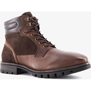 Van Beers leren heren veterboots bruin met suede - Maat 42