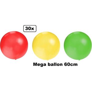 30x Mega Ballon 60 cm rood-geel-groen - Ballon carnaval festival feest party verjaardag landen helium lucht thema