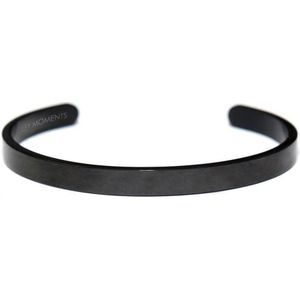 Key Moments 8KM BM0011 Stalen open bangle met tekst - Strength comes from within - One-size - Zwart