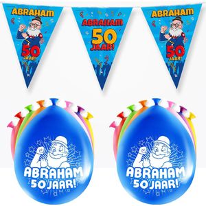 Paperdreams Abraham/50 jaar feest set - Ballonnen & vlaggenlijnen - 17x stuks