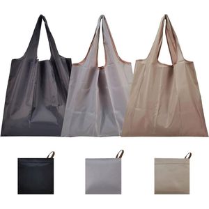 Set van 3 opvouwbare boodschappentassen Nylon milieuvriendelijke tassen Boodschappentas Opvouwbare zwarte waterdichte boodschappentas voor boodschappentassen met wasbaar en lichtgewicht (3 kleuren)