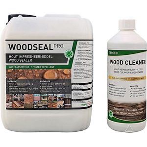 Woodseal Pro 5L + 1L Woodcleaner - Tuinhout impregneren - Hout impregneren - Hout waterdicht maken - Nano coating hout - Schuttingen impregneren - Houtreiniger