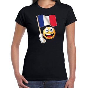 Frankrijk supporter / fan emoticon t-shirt zwart voor dames XXL