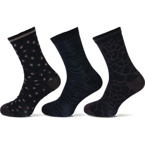 Teckel damessokken - dierenprint - 3-pack - 36/42