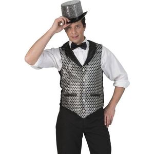 Zilver/zwart verkleed gilet voor heren - Carnaval verkleed accessoire voor volwassenen L/XL