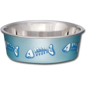 Loving pets voer/drinkbak bella visgraat blauw