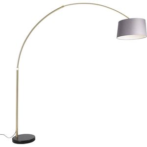 QAZQA xxl - Moderne Booglamp | Vloerlamp | Staande Lamp met kap - 1 lichts - H 269 cm - Zwart Goud - Woonkamer | Slaapkamer