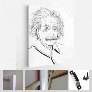 Albert Einstein portret in zeer fijne tekeningen. Einstein (1879-1955) was een in Duitsland geboren natuurkundige die de relativiteitstheorie ontwikkelde - Modern Art Canvas - Verticaal - 1586359945