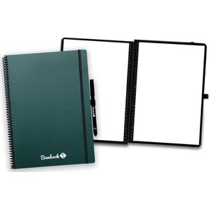Bambook Colourful uitwisbaar notitieboek - Donkergroen (Forest) - A4 - Blanco pagina's - Duurzaam, herbruikbaar whiteboard schrift - Met 1 gratis stift