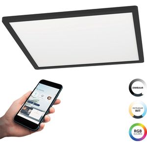 EGLO connect.z Rovito-Z Smart Plafondlamp - 42 cm - Zwart/Wit - Instelbaar RGB & wit licht - Dimbaar - Zigbee