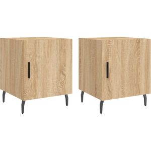 vidaXL Nachtkastjes set van 2 - Sonoma eikenkleur Nachtkastjes - Salontafel - Houten Meubel - Bruine Meubels - Sonoma Eiken