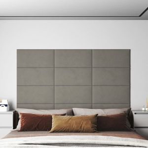 vidaXL Wandpanelen Fluweel Lichtgrijs 12 stuks Wandpanelen - Vloerverwarming - Decoratief - Fluweel - Grijs