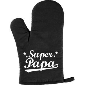 Super papa BBQ handschoen/ barbecue want zwart heren - Papa/ Vaderdag cadeau/ verjaardag cadeau voor hem