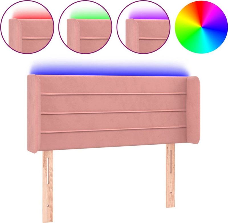 vidaXL - Hoofdbord - LED - 93x16x78/88 - cm - fluweel - roze