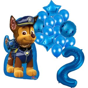 Paw Patrol Chase ballon set - 58x78cm - Folie Ballon - 2 jaar - Themafeest - Verjaardag - Ballonnen - Versiering - Helium ballon
