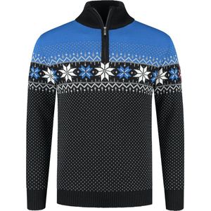 John Brillant Noorse Heren Pullover Merino, blauw & zwart. Maat XL