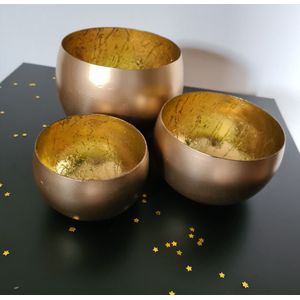 Set theelichthouders voor Waxinelichtjes - Set van 3 - Decoratie - Kaarsenhouder - Marrakech - Gold/Gold - Goud/Goud