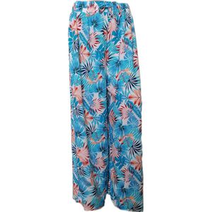 Dames - Zomerbroek - Broek - Yoga Broek - Strand broek - Dames - Wide Leg - Comfort - Elastische Band - Kleur Blauw/Wit/Zalm/Groen - Maat 44-46