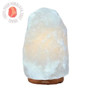 Orakl® - Dimbare Himalaya Zoutlamp Bliss – 4-6 KG – Met Dimmer - 100% Himalayazout - Zoutlamp Wit - Zoutlamp Himalayazout – Zoutlamp Nachtlampje – Zoutlampen - Zoutsteen – Incl. Houten Standaard