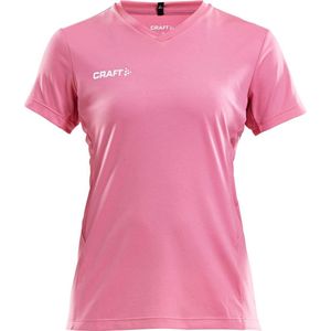 Craft Squad Jersey Solid SS Shirt Dames Sportshirt - Maat XL  - Vrouwen - roze/wit