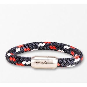 Nautiqo Touw armband magneetsluiting - Rood - Wit - maat XL