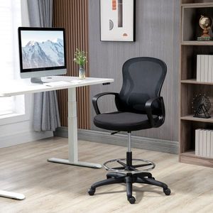 Zakelijke stoel, ergonomische tekenstoel met verstelbare voetsteun, 103-123 cm in hoogte verstelbare computerstoel, werkstoel met rollen