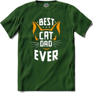 Best Cat Dad Ever | Katten - Kat - Cats - T-Shirt - Unisex - Bottle Groen - Maat 4XL