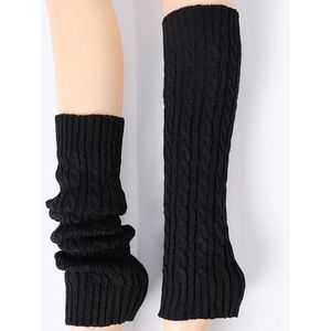 4 paar dikke kabel rib gebreide beenwarmers Japanse stijl winter laarzen sokken effen gestreepte beenwarmers voor vrouwen meisjes zwart wit one size