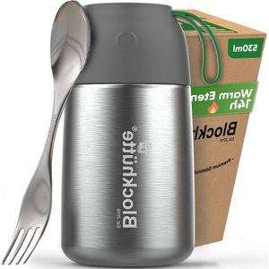 Roestvrij isolatie thermische lunchbox - 530ml - 730ml - Met borstel en spork - Bento box voor volwassenen en kinderen - Thermosbeker voor babyvoeding en granen